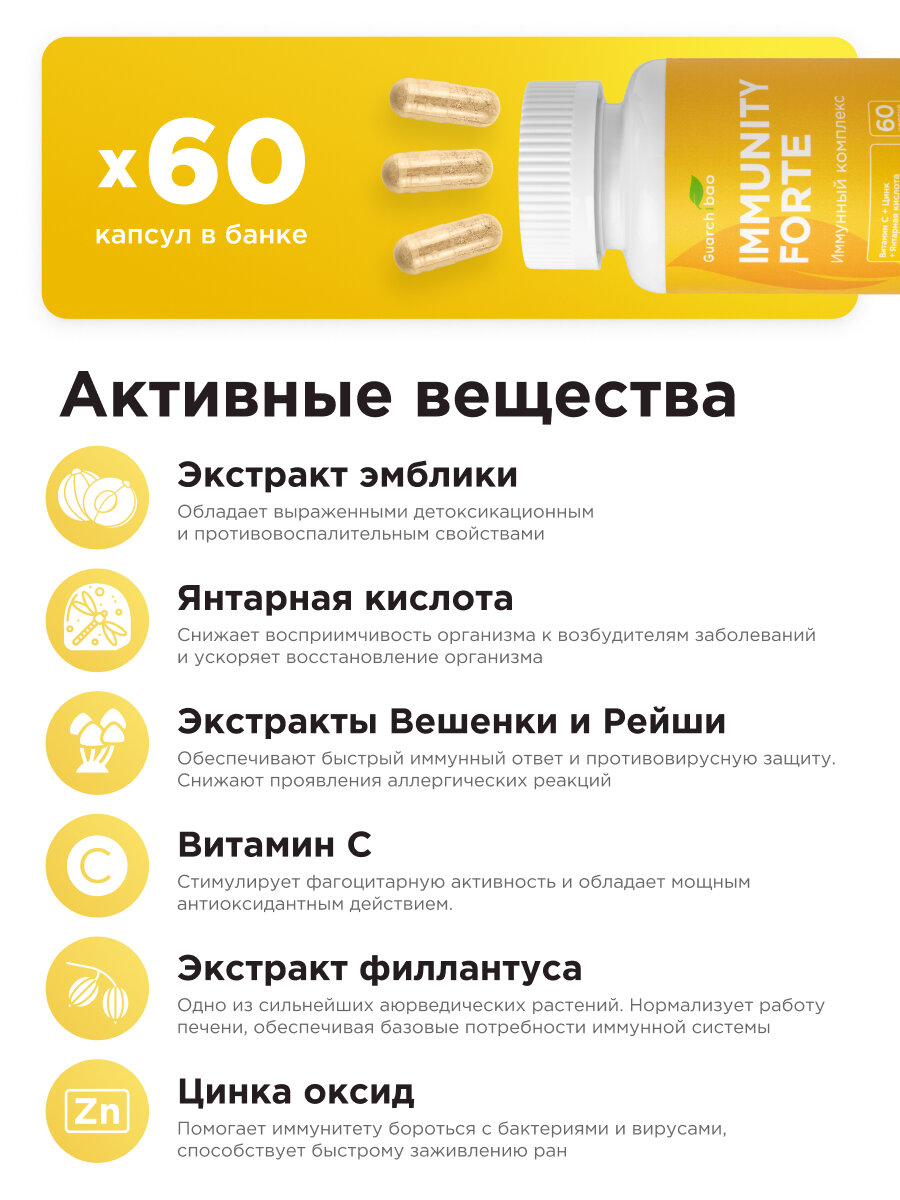 Изображение Комплекс витаминов Guarchibao Immunity Forte, укрепление иммунитета, капсулы