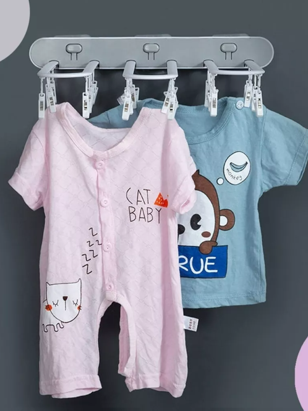 Настенная вешалка, 24 прищепки-подвесы, клейкая основа, складная, для мелочей — фото 1