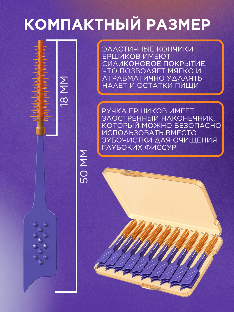 Изображение Силиконовые межзубные ершики SPLAT SMILEX ORTHO+ размер S (0.5 мм) с мятой, 30 шт