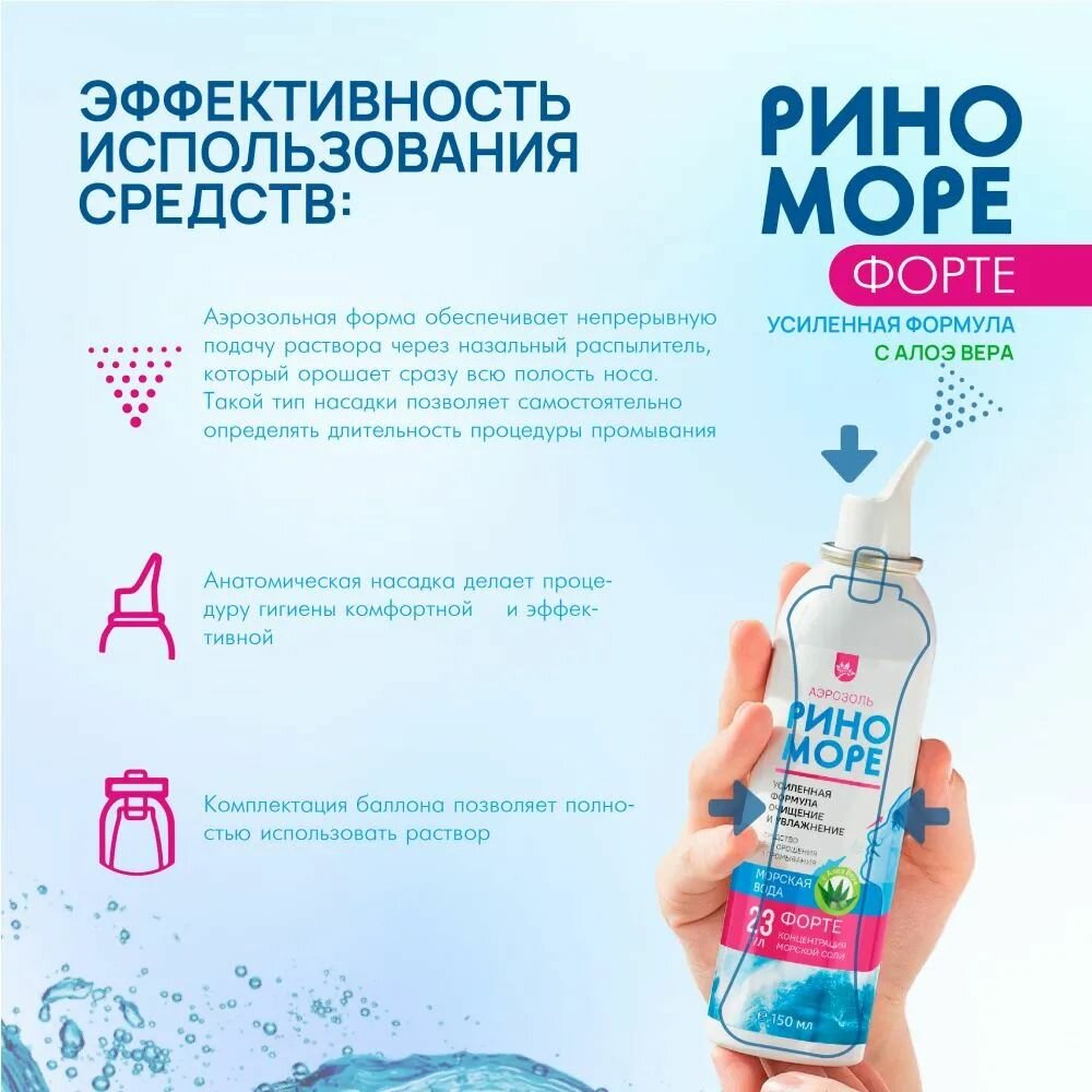 Картинки РиноМоре Форте Алоэ Вера, конц 23 г/л, аэрозоль, 150 мл