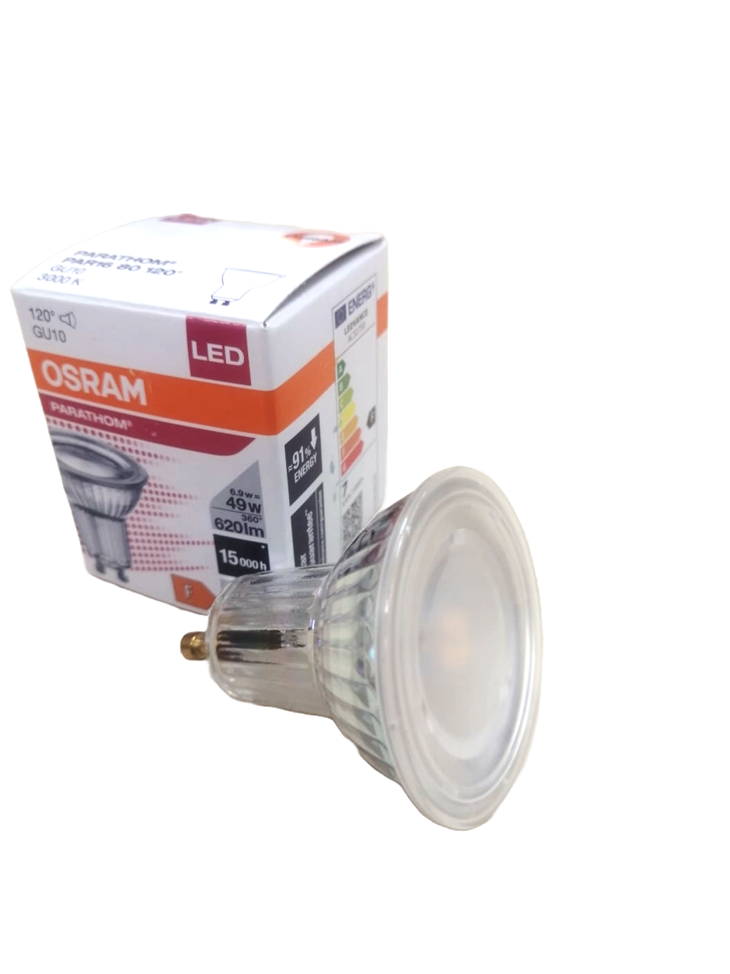 Лампа Osram 2-PARATHOM Spot PAR16 GL 80 non-dim 69W/830 120° 620 Лм GU10 3000K теплый белый 220-240V стеклянная колба