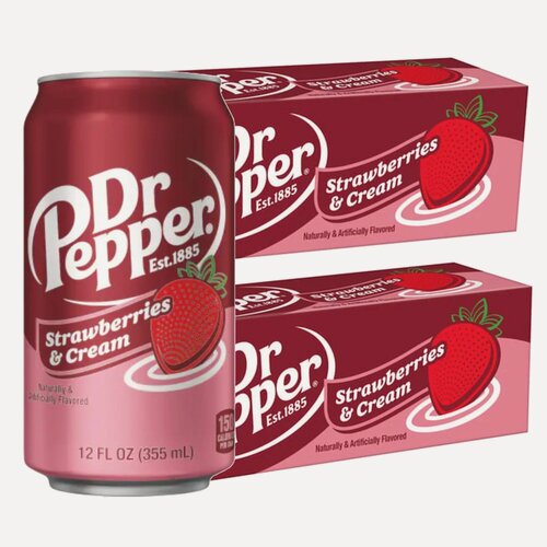 Изображение товара Газированный напиток Dr Pepper Strawberries&Cream, США 0.355 л, х 12 шт.