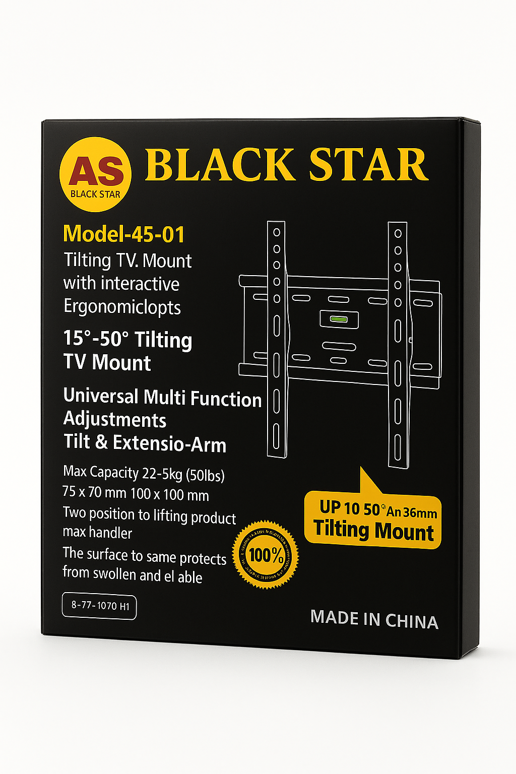 Кронштейн BLACK STAR, для телевизора и монитора, оригинал, от 14" до 50"