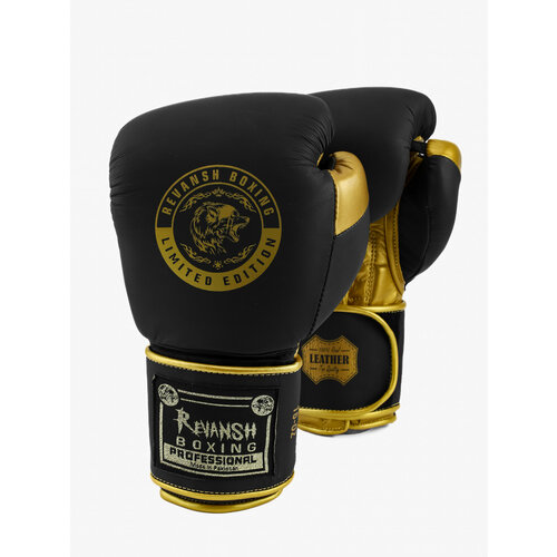 Перчатки из натуральной кожи с нашивкой, REVANSH PRO BLACK GOLD, арт. RG-BLACKGOLD-L16