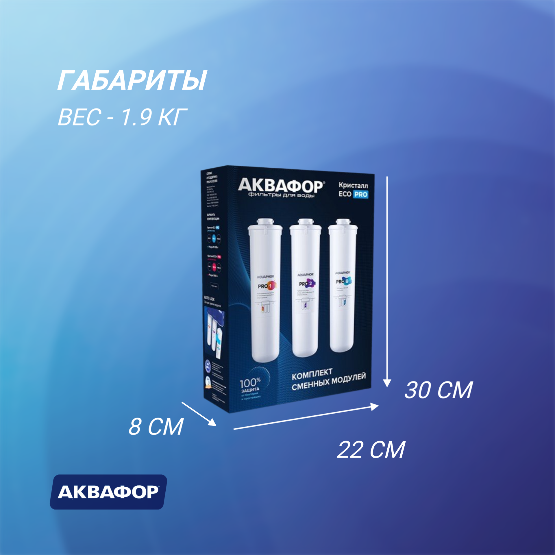 Комплект сменных модулей для Аквафор ECO Pro ( Pro1-Pro2-ProB ), 3 шт. — фото 1