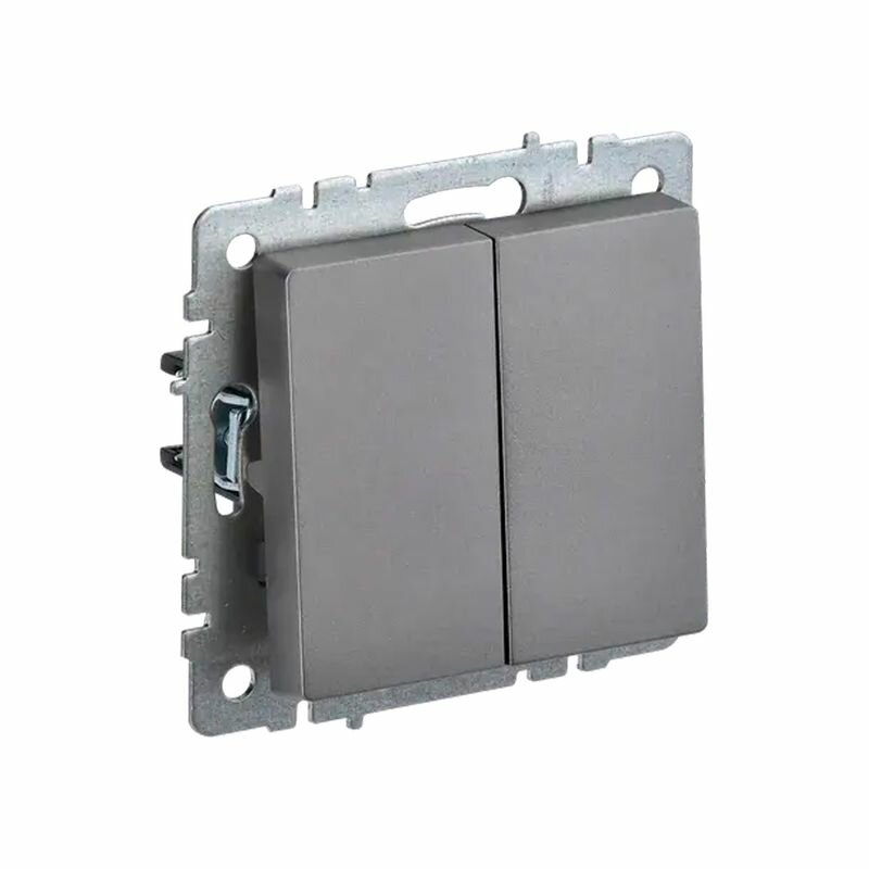 Механизм выключателя двухклавишный Brite сталь IP20 IEK