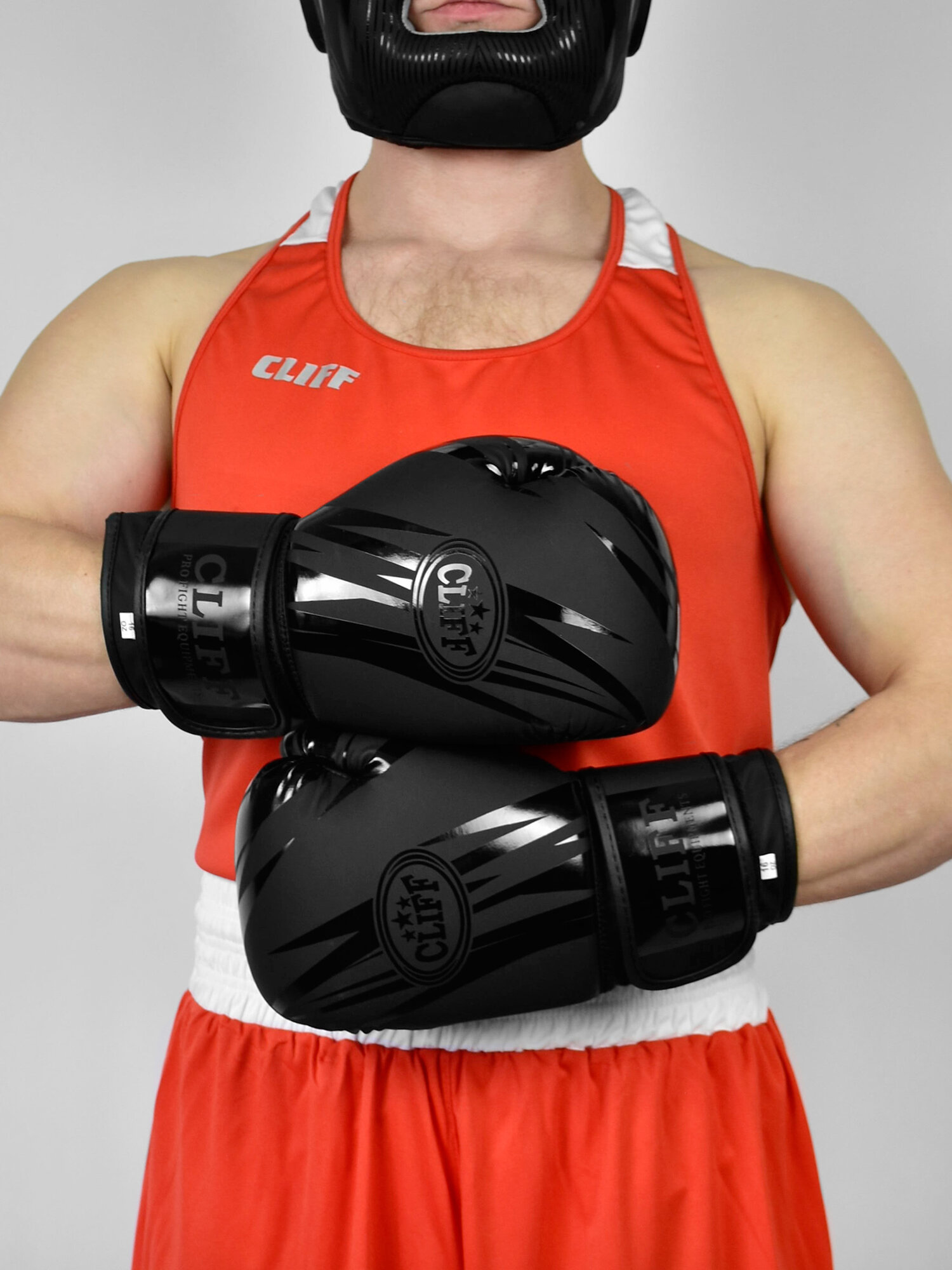Перчатки бокс 8 oz CF-1 матовые (FLEX) цвет: черный, перчатки боксерские.