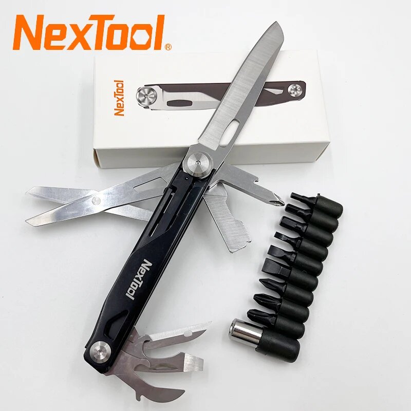 NexTool 12-в-1 EDC Мультитул Складной нож Открытый карманный нож Набор для выживания Ножницы Ручные инструменты Отвертка With bits