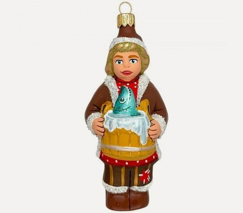 Изображение товара Елочная игрушка Емеля со щукой 14.5см