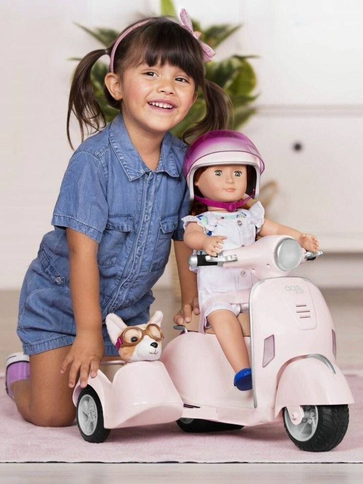 OUR GENERATION Скутер с боковой коляской и FM-радио с аксессуарами для кукол 46 см