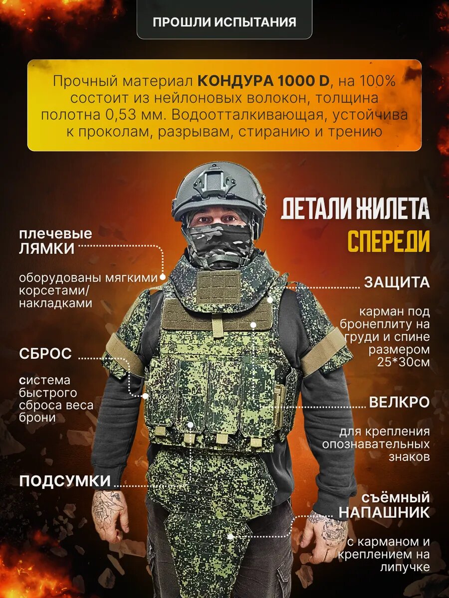 Бронежилет Universal Armor Бр5 с бронеплитами. Цвет Пиксель — фото 1