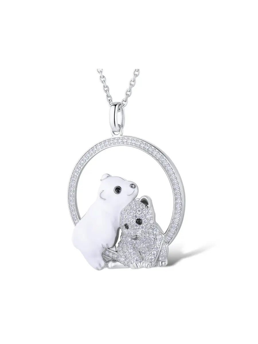 Подвеска, серебро, 925 проба, фианит, эмаль