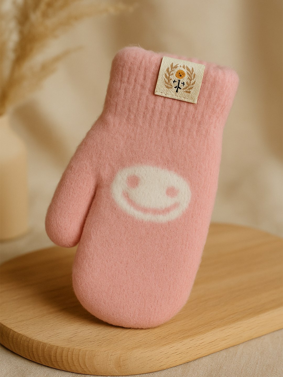 Варежки  smayl для девочек, размер 2, розовый