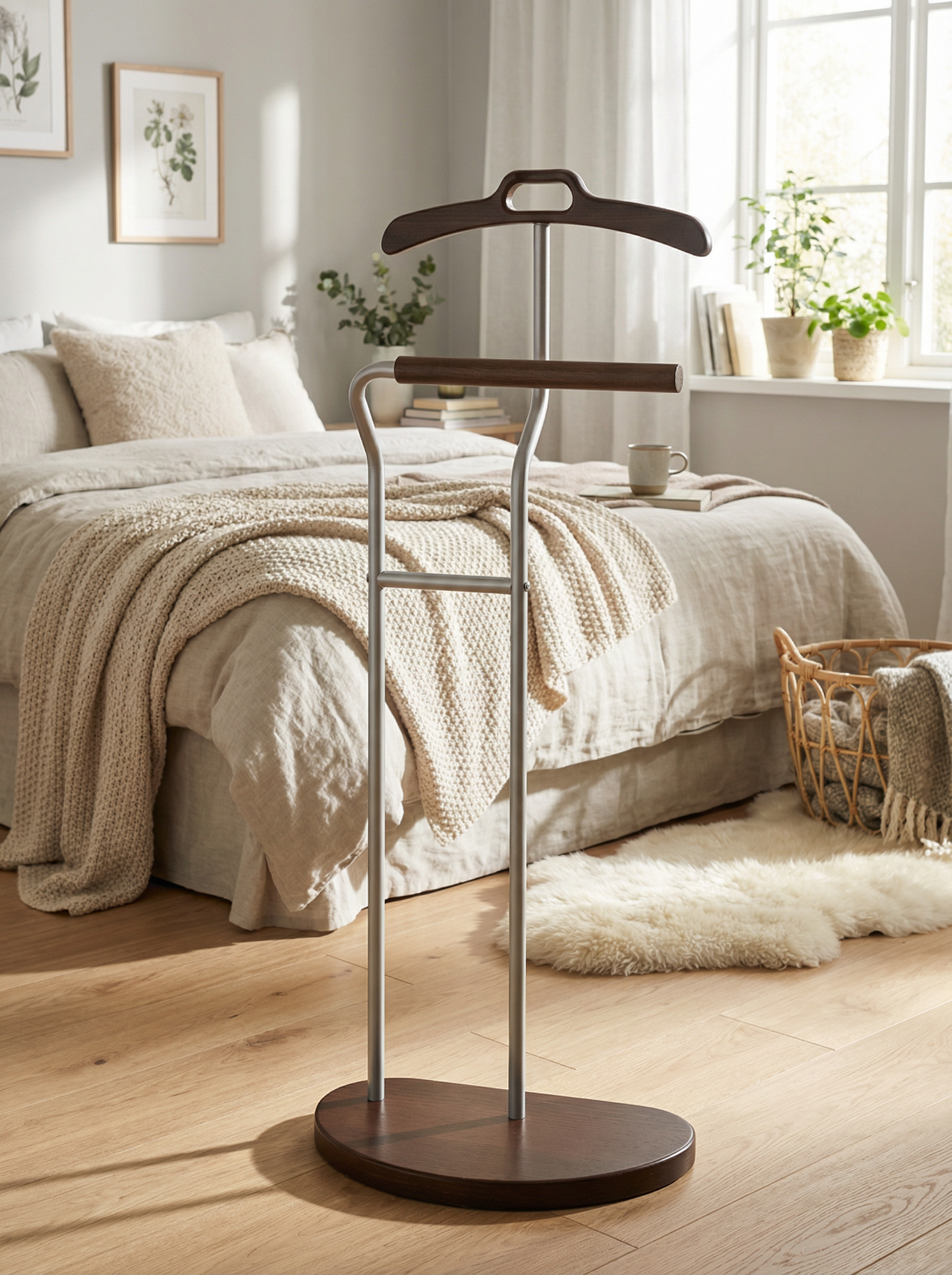 Вешалка костюмная IFERS для одежды напольная Д 10 цвет металлик/ средне-коричневый