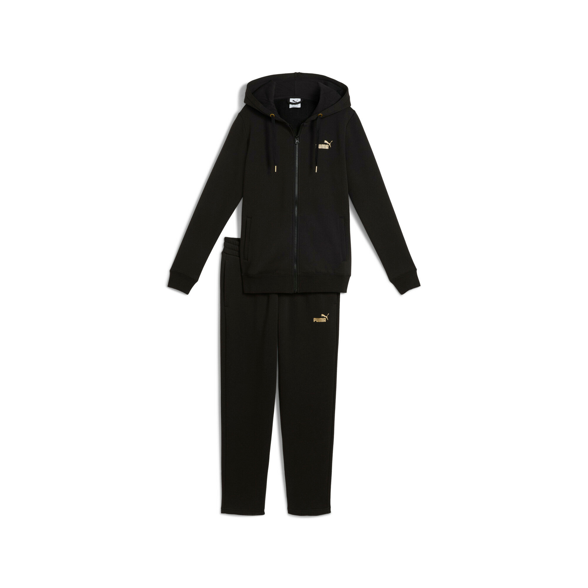Костюм спортивный PUMA Metallic Hooded Sweat Suit FL, размер L, черный — фото 1