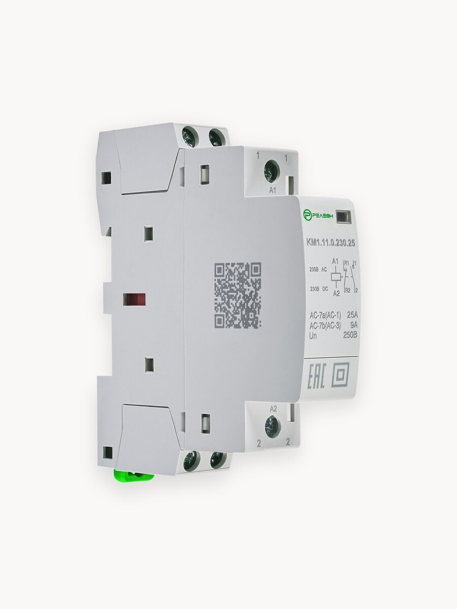 Модульный контактор 1НО+1НЗ контакт 25А; 110В AC/DC, релеон, KM1.11.0.110.25