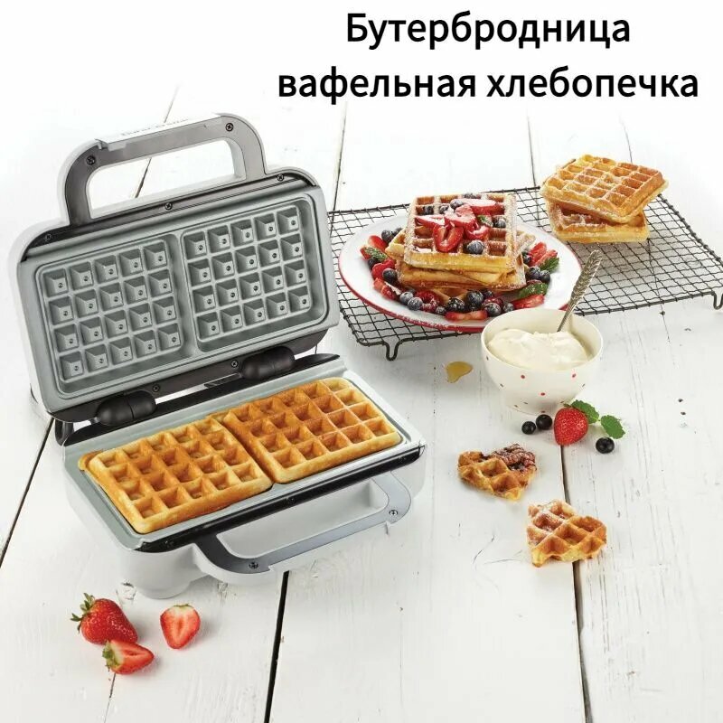 Вафельница с керамическим покрытием двойная DuraCeramic VST072X 850 Вт, серебристый