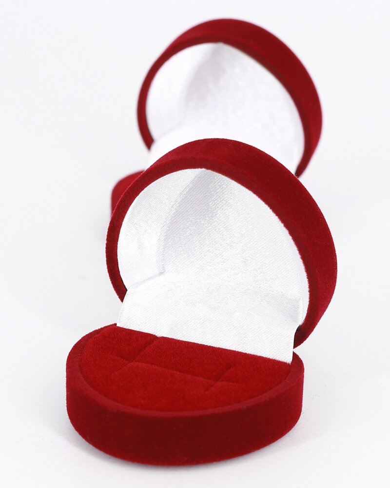 Футляр «Романтика» — малое сердечко флокированный пластик под кольцо / серьги