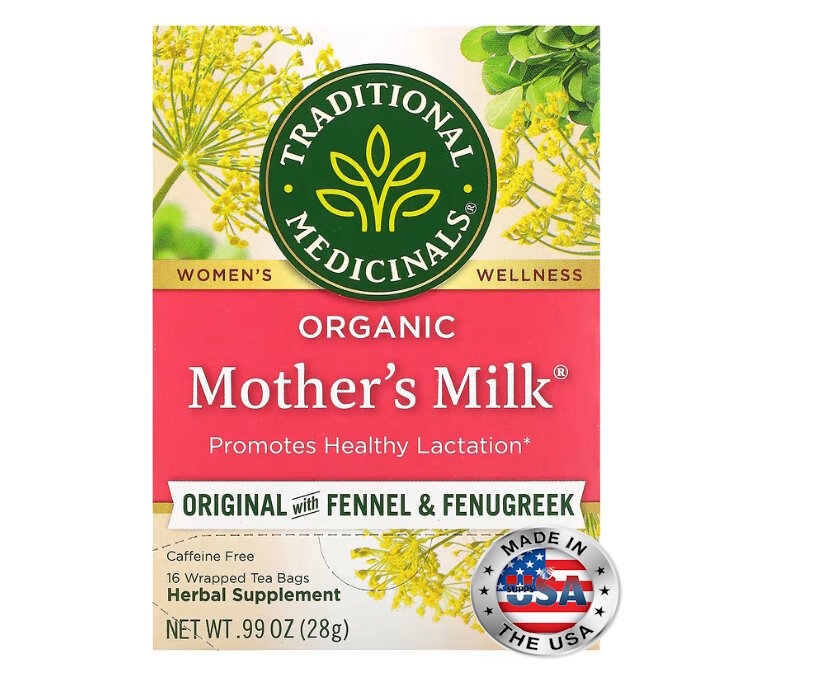 Traditional Medicinals Organic Mothers Milk органический чай с фенхелем и пажитником без кофеина 16 чайных пакетиков в упаковке 28 г