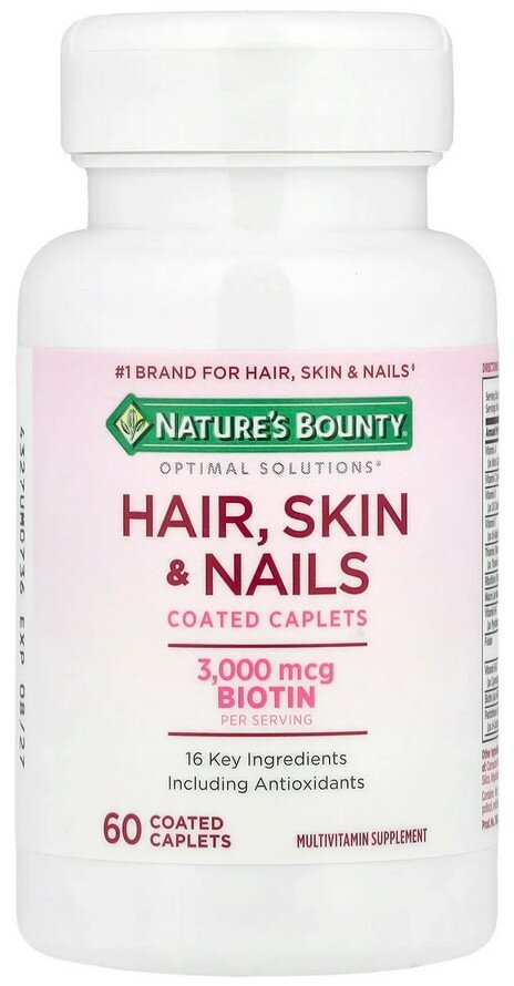 Бад Для Кожи И Волос Nature's Bounty, Hair, Skin & Nails, добавка для здоровья волос, кожи и ногтей, 60 таблеток в оболочке