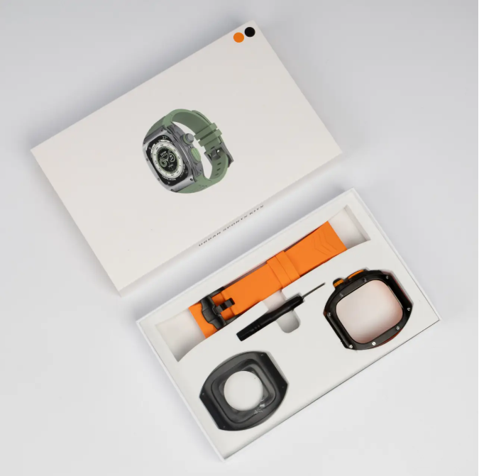 Чехол Urban Sport Kits для Apple Watch 49mm, силиконовый, оранжевый/серебристый — фото 1