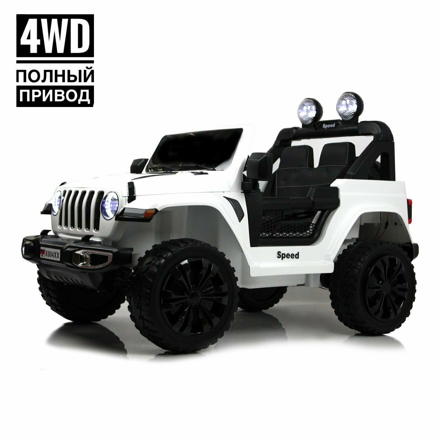 Электромобиль Jeep Rubicon X004XX, 4WD, белый, управляется с пульта и педали