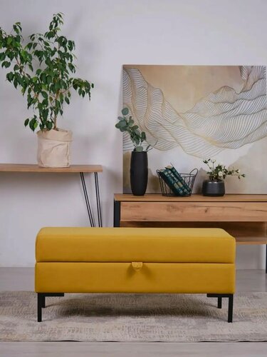 Изображение товара Банкетка велюр с ящиком на металлических ножках 102х38х45 см