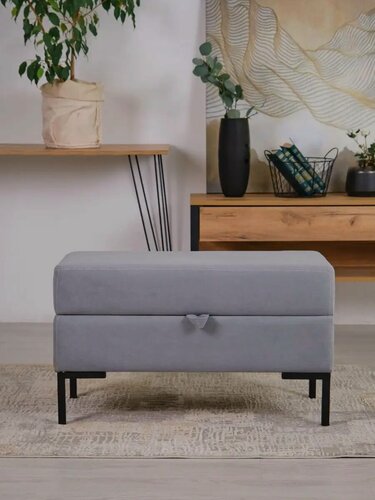 Изображение товара Банкетка велюр с ящиком на металлических ножках 77х38х45 см