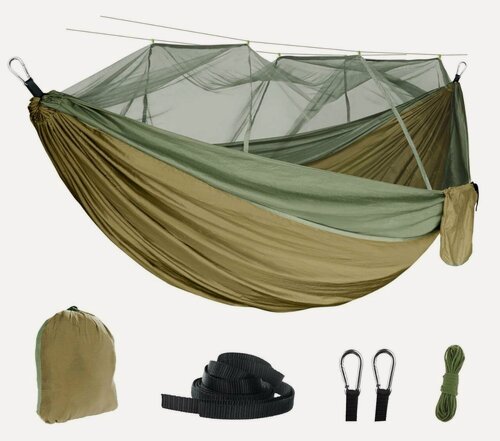 Изображение товара Гамак оливковый, на дачу и сад, макс. нагрузка 150кг, ширина 250см
