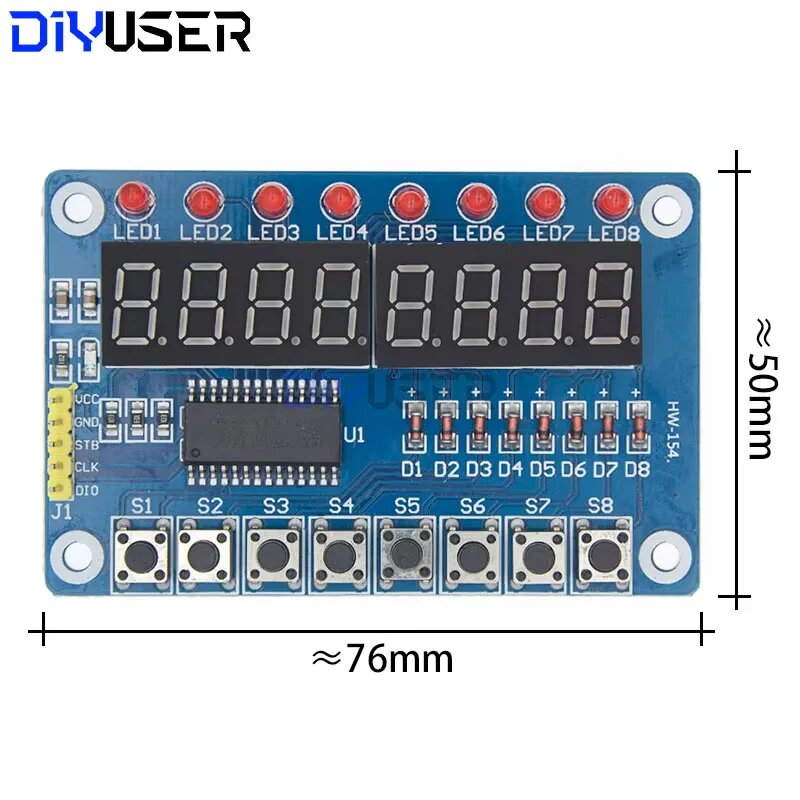 Модуль DIYUSER TM1638, ключевой дисплей, новая 8-битная цифровая светодиодная трубка, 8-бит для AVR, TM1638 Module