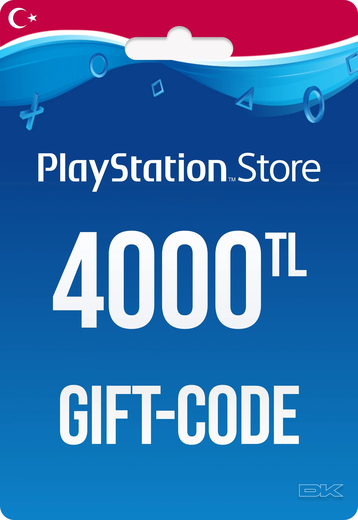 Карта пополнения PlayStation Store, gift code, 4000 TL, Турция