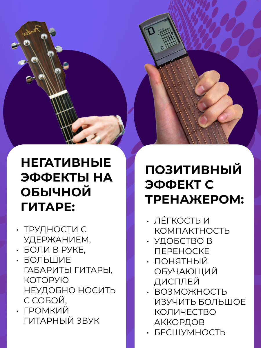 Тренажер для пальцев Innopax SOLO, для игры на 6-струнной гитаре, высокопрочный пластик, чёрный — фото 1