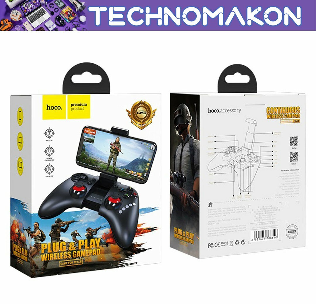 Джойстик Hoco "Gamepad" GM3, для Android, iOS и ПК, 22 кнопки, черный — фото 1