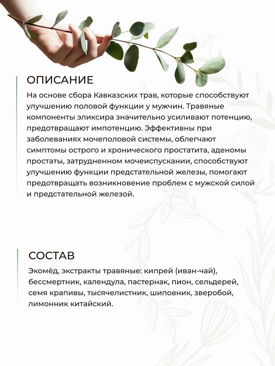 Картинки Эликсир на основе кавказских трав Джигитский для улучшения половой функции у мужчин, 200 мл