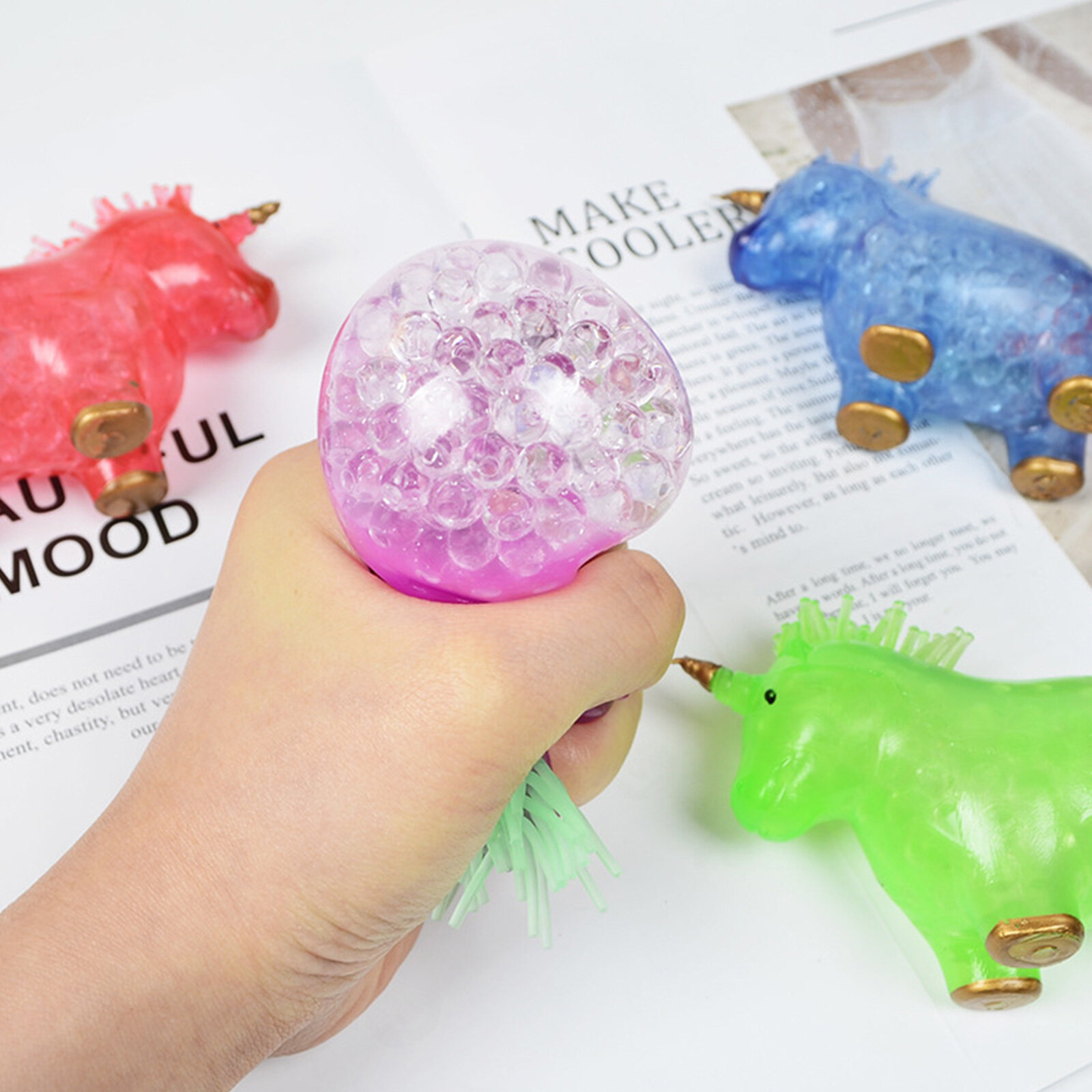 Концентраторы Кислорода 4 ’Ball Squeeze Toy Unicorn Sensory Fidget Pressure Release Playset с Гелевым Шариком для Терапии Тревоги Детей и Взрослых