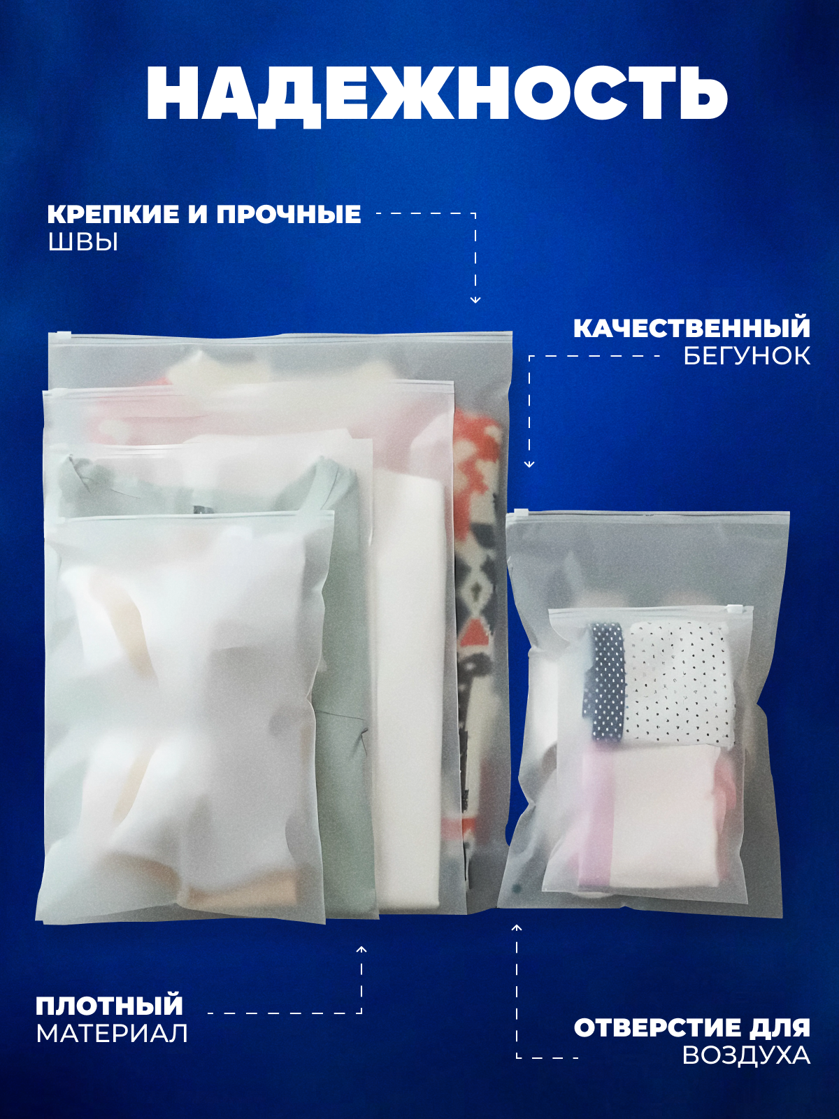 Пакеты Гипотермические Зип пакеты с бегунком AllPackIn, пакеты в роддом разных размеров - набор 10 матовых штук