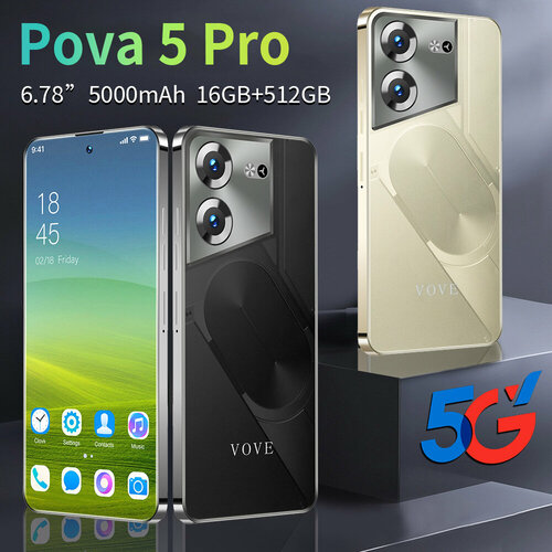 Смартфон POVA5pro 16512 Гб экстремальная сеть 5G 678 HD Full Screen Dual SIM 50 МП HD камера фотофон 10500₽