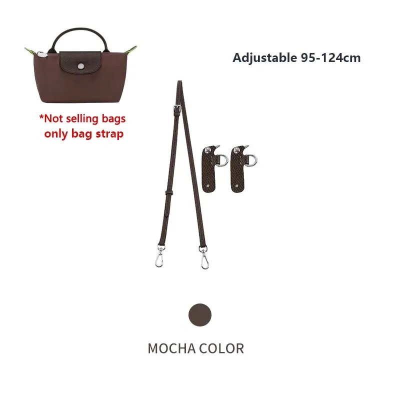 Кожаный плечевой ремень для мини-сумки Longchamp, неперфорированный ремень для сумки, модификация, аксессуары для сумки, Mocha, Bags not include
