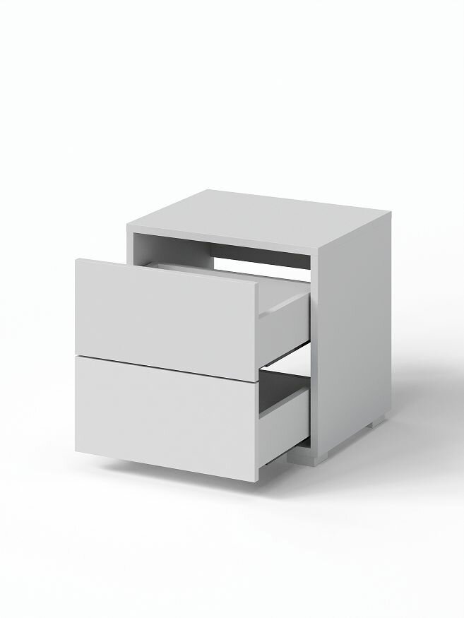 Тумба прикроватная светло-серая, ящики открывание push-to-open, 42х35х42 см — фото 1