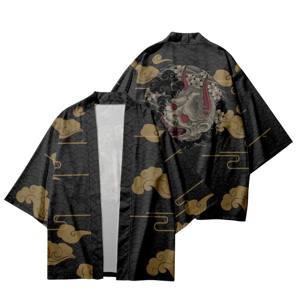 Кимоно большого размера 3XL-5XL, уличная одежда, кардиган, костюм самурая японской лисы, пляжная юката, унисекс, топы для косплея хаори, азиатская одежда, XL, Мужской