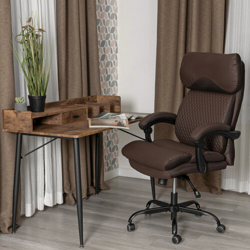 Изображение товара Кресло руководителя TetChair, с подлокотниками, экокожа/ткань, коричневый, металлокаркас