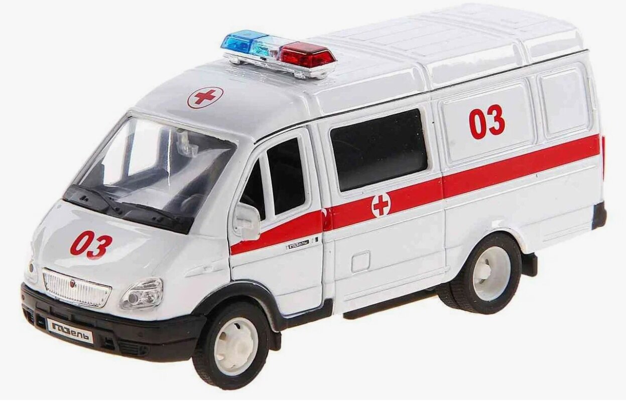 Машинка Игрушка металлическая Газель скорая помощь масштаб 1:50, с открывающими дверями