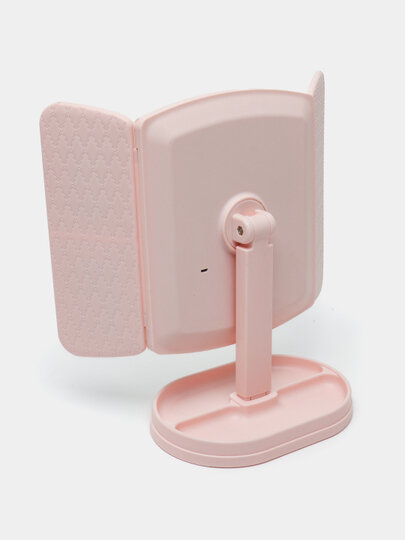 Косметическое зеркало с LED-подсветкой, тройное складное, сенсорное управление, USB — фото 1