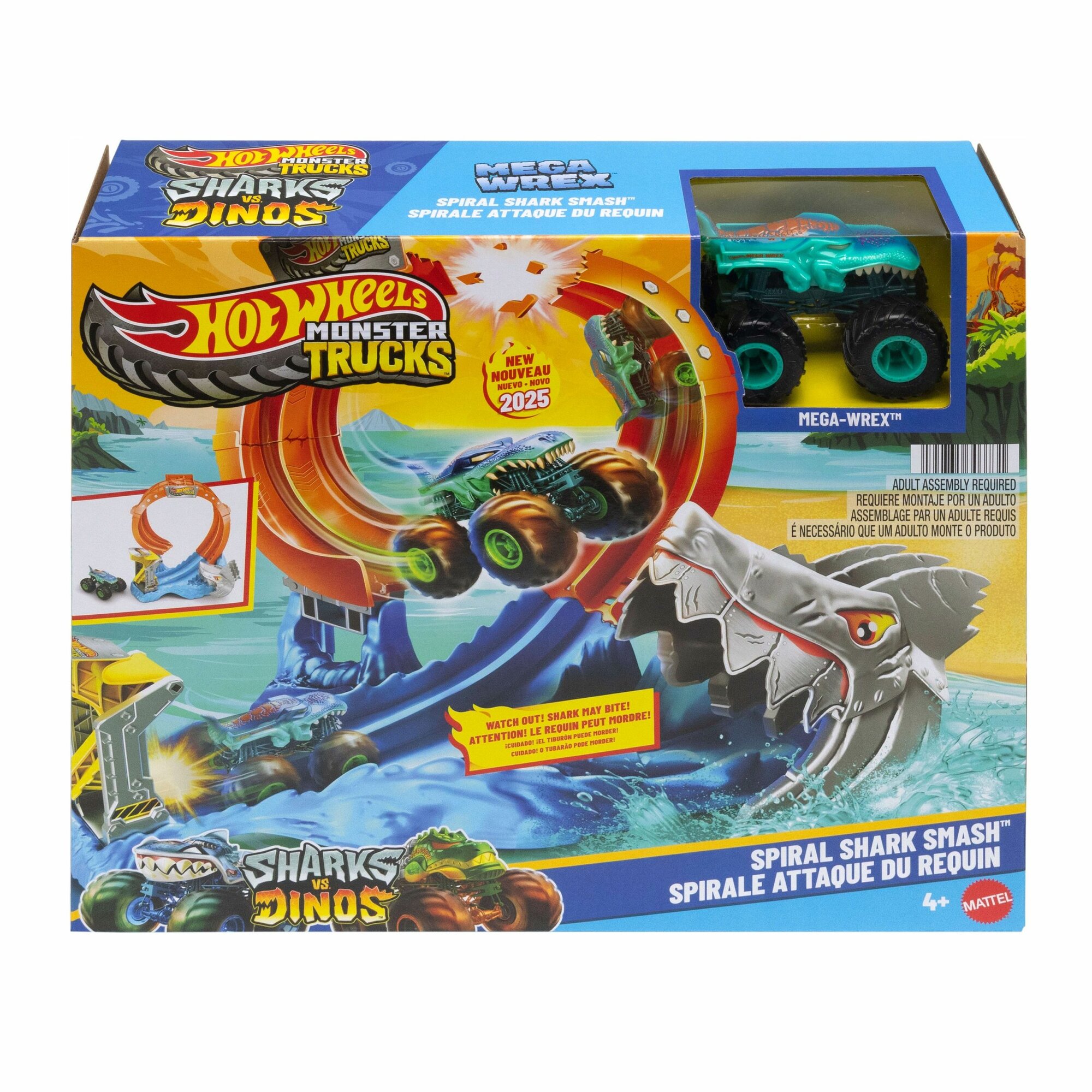Игрушечный трек Hot Wheels Monster Trucks - Гоночная трасса Shark Loop голодный хищник + авто - Хот Вилс JFR08