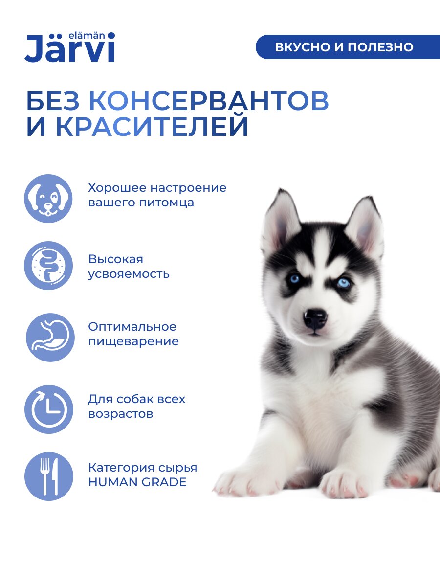 Картинки Влажный корм Jarvi мясной паштет для щенков всех пород от 2-х месяцев с телятиной, 100 г х 14 шт.