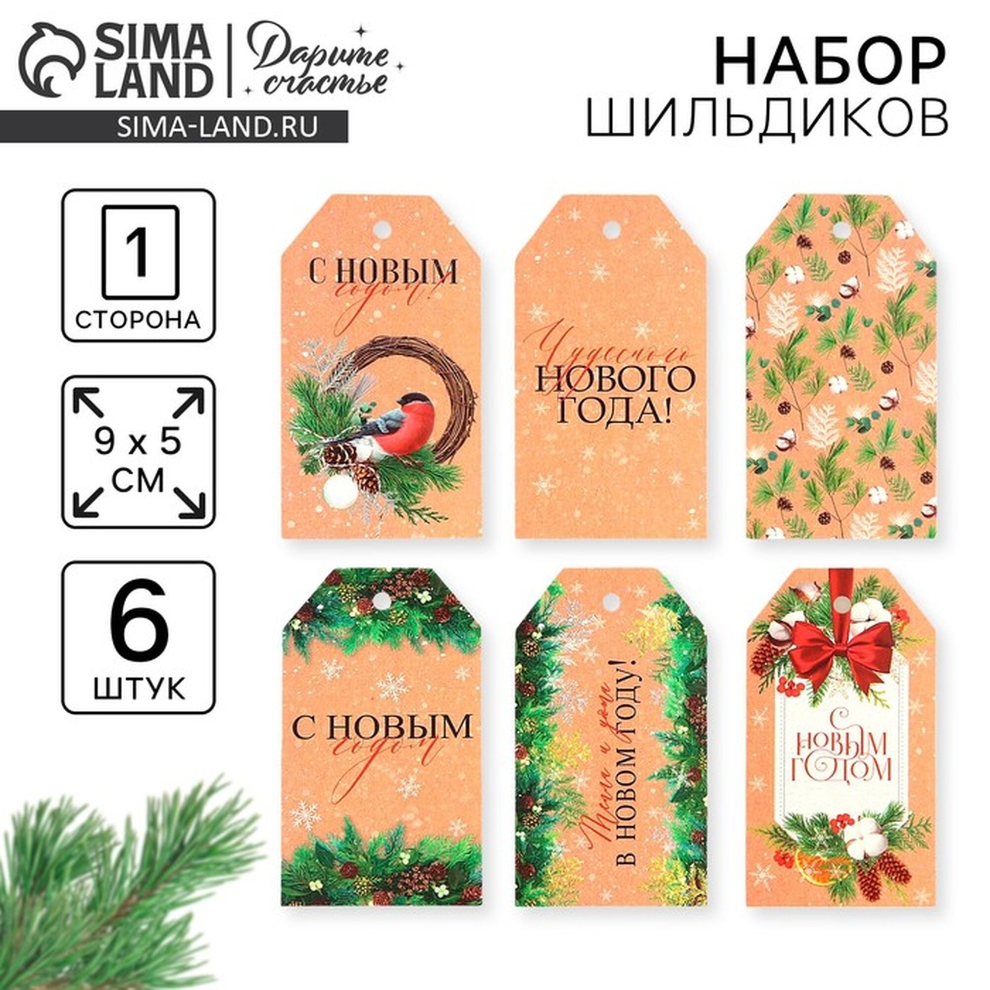 Шильдик декоративный в наборе «Время чудес» 6 шт 5 х 9 см