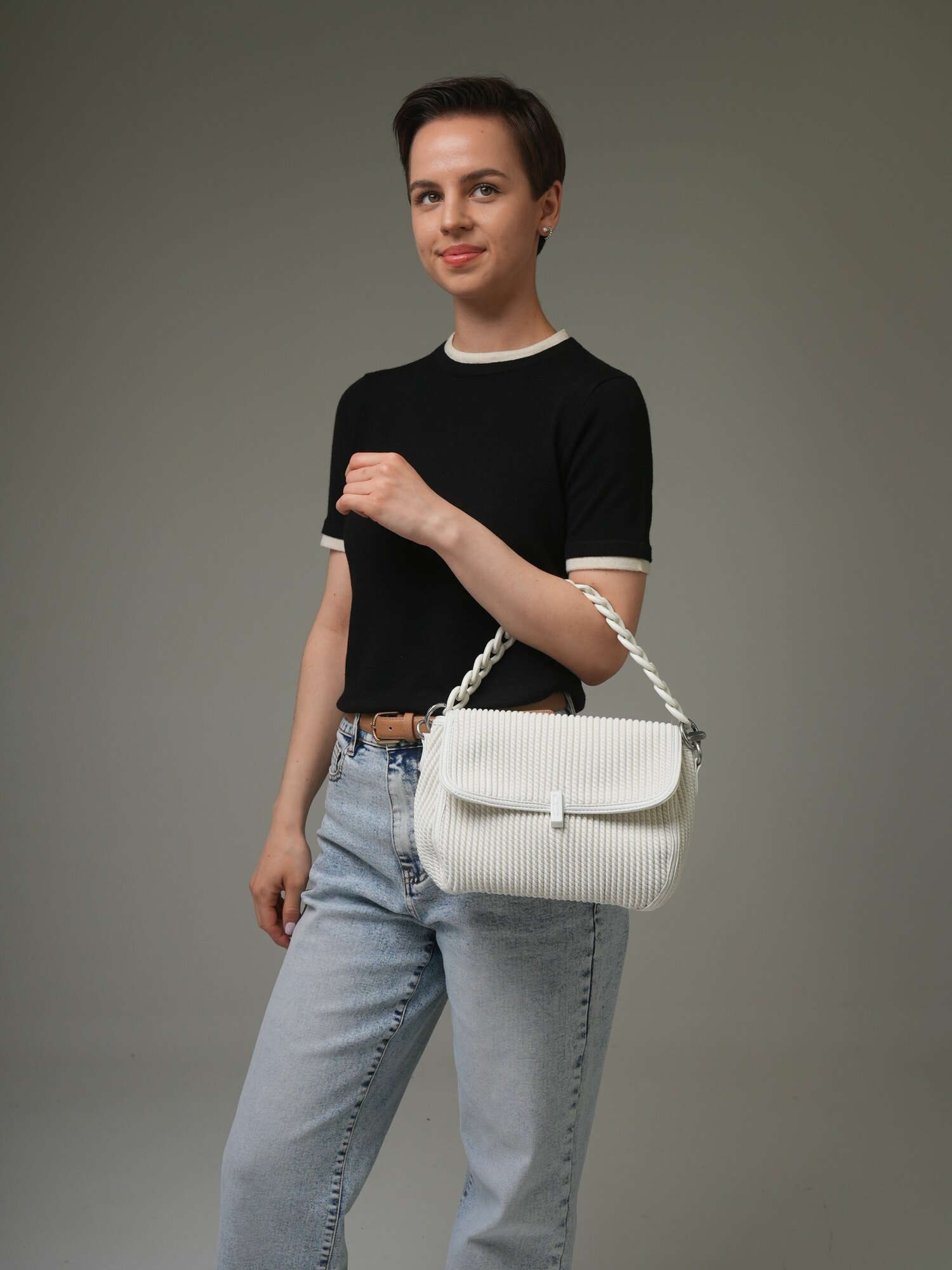 Сумка багет kari, белый2 — фото 1