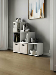 Стеллаж Kvadro-6 белый деревянный напольный 96х33х99см (ШxГхВ)