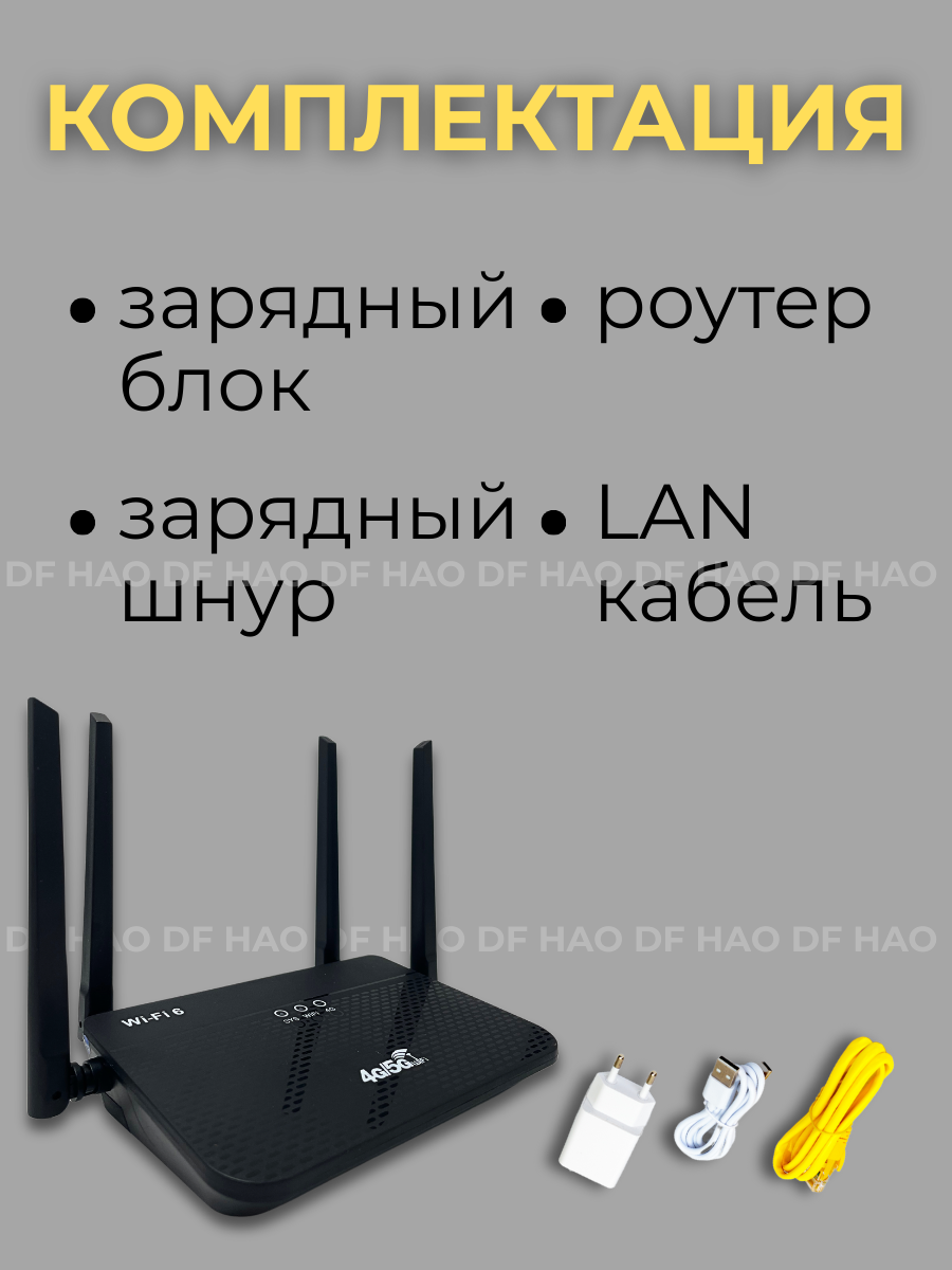 Роутер с сим картой, Wi-Fi роутер, 4G, 4 антенны чёрный, роутер от сим карты, wi-fi роутер от сим карты — фото 1