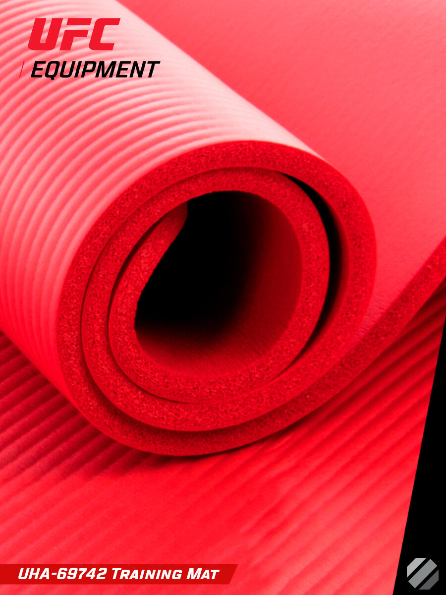 Коврик UFC UHA-69742, для фитнеса, нескользящая двухсторонняя поверхность, красный — фото 1